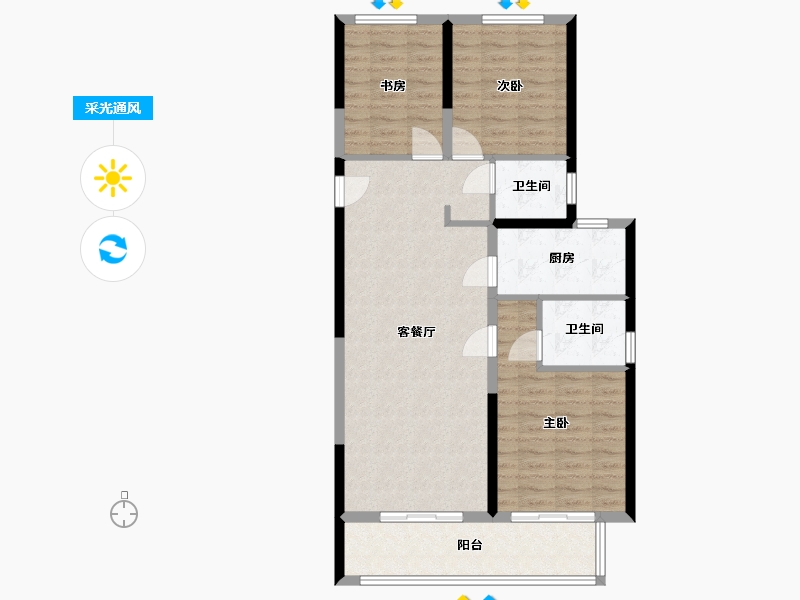 河南省-新乡市-蓝光长岛国际-89.60-户型库-采光通风