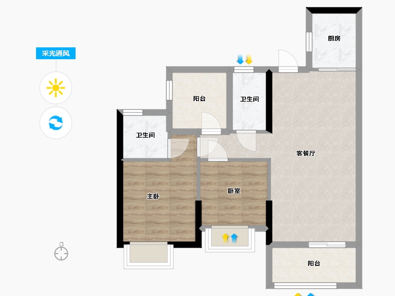 广东省-佛山市-樵悦名居-66.63-户型库-采光通风