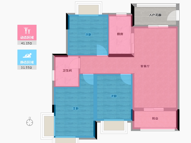 湖北省-襄阳市-汉阳学府-72.00-户型库-动静分区