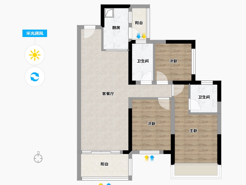 广西壮族自治区-玉林市-玉园大观-91.34-户型库-采光通风