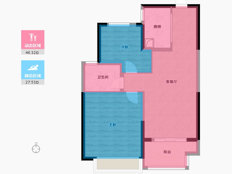 河南省-洛阳市-绿都中梁青云赋-65.60-户型库-动静分区