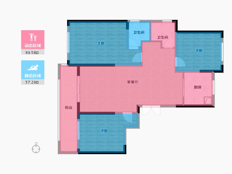 江苏省-宿迁市-天宇天和花城-114.29-户型库-动静分区