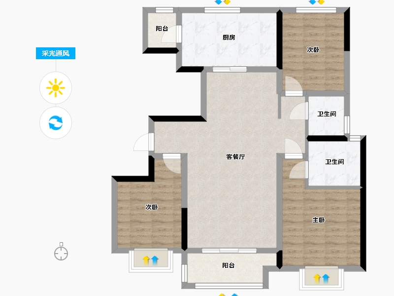 陕西省-榆林市-五矿小区-111.20-户型库-采光通风