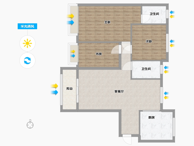 河北省-沧州市-润景康城-108.23-户型库-采光通风