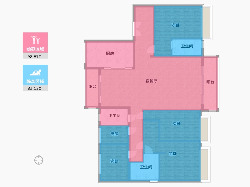 甘肃省-兰州市-兰州碧桂园3期文璟城-170.40-户型库-动静分区