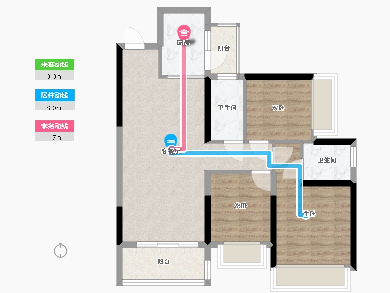 广东省-清远市-尚品名城花园-76.00-户型库-动静线