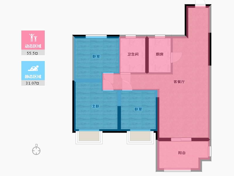 广西壮族自治区-钦州市-宁越东园-77.86-户型库-动静分区