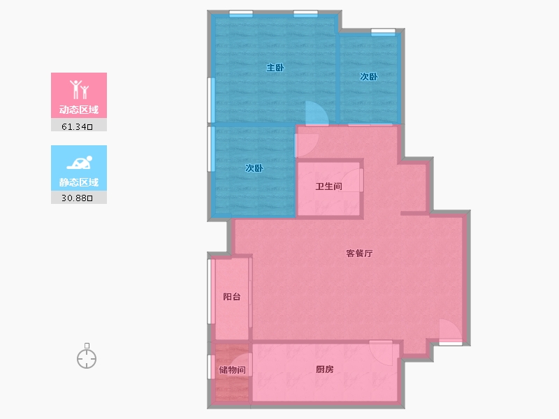 山东省-济南市-阳光100-80.00-户型库-动静分区