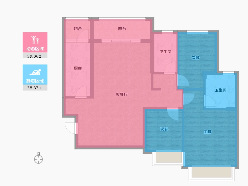 山西省-太原市-恒大檀溪郡-96.80-户型库-动静分区