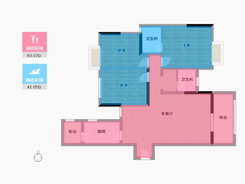 四川省-成都市-溪桥苑小区-89.60-户型库-动静分区