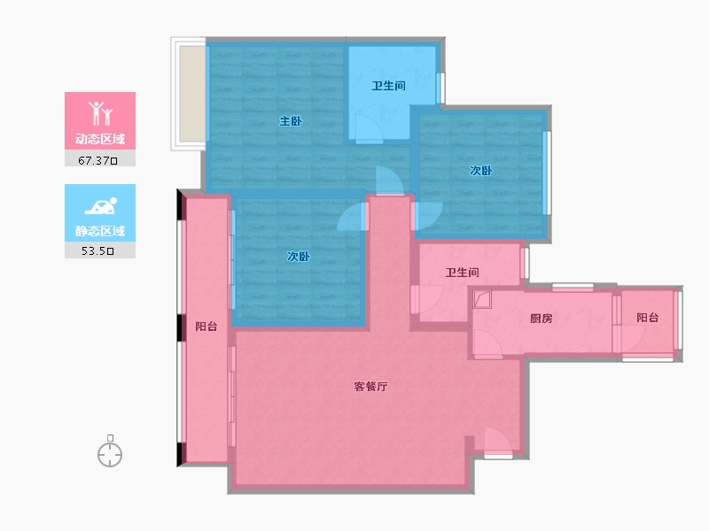 四川省-宜宾市-翠屏区岷江新区起步区安置房大地小区-108.00-户型库-动静分区