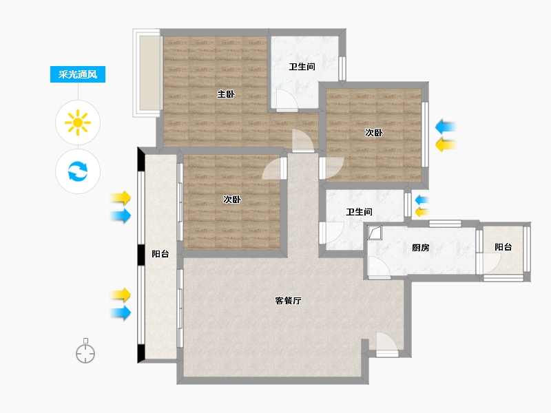 四川省-宜宾市-翠屏区岷江新区起步区安置房大地小区-108.00-户型库-采光通风