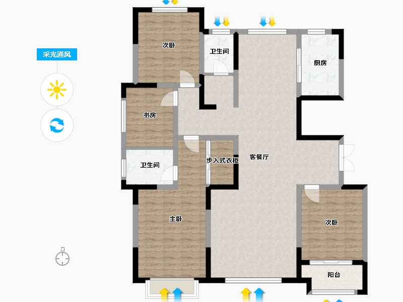 山东省-潍坊市-美澳嘉苑-135.13-户型库-采光通风