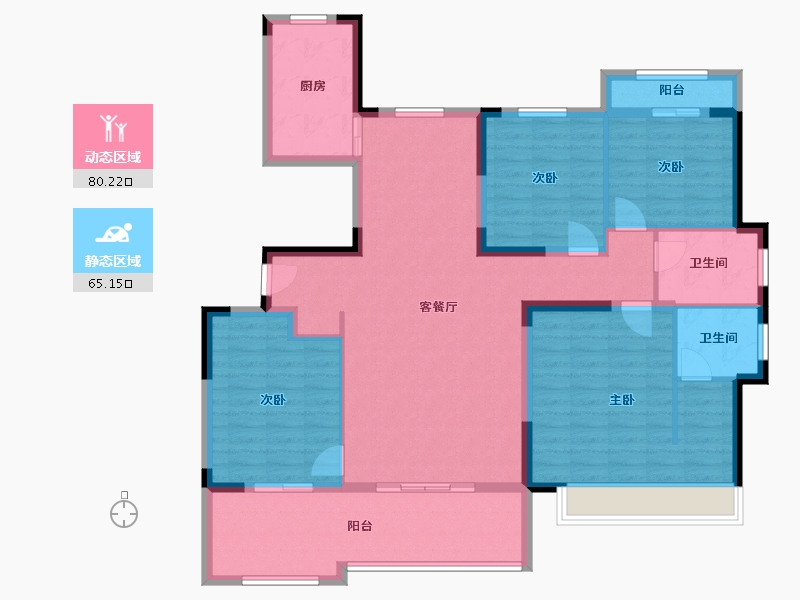 新疆维吾尔自治区-五家渠市-牡丹盘龙苑-130.00-户型库-动静分区