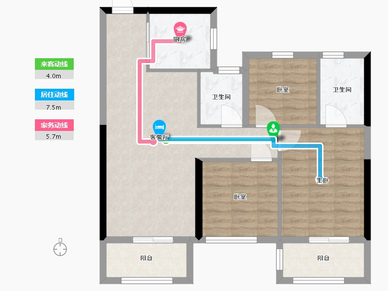 广西壮族自治区-南宁市-轨道御玺君临湾-75.00-户型库-动静线