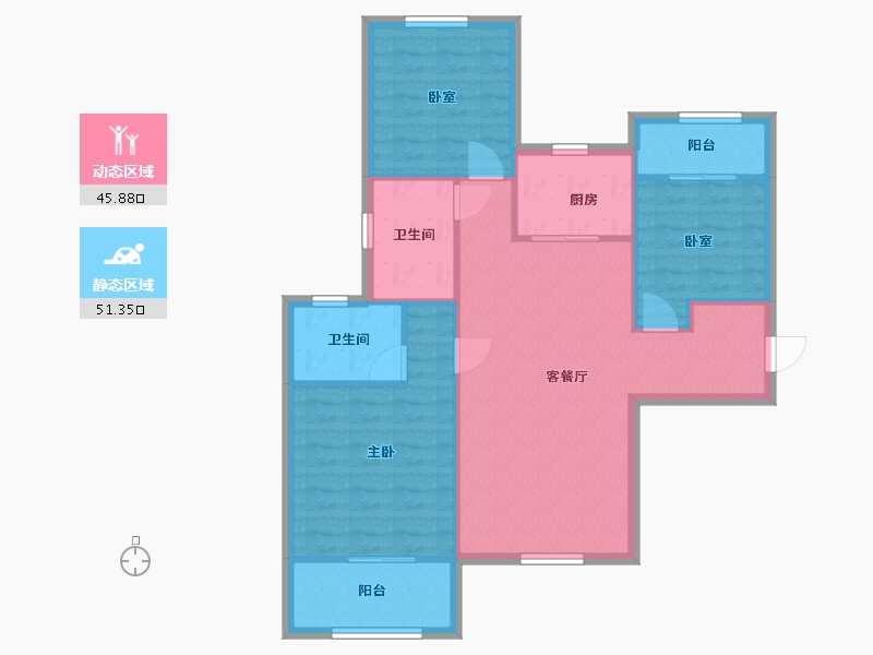 陕西省-西安市-三迪曲江香颂枫丹-90.60-户型库-动静分区