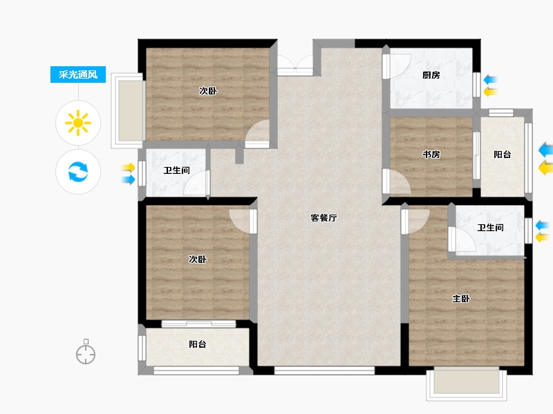 云南省-大理白族自治州-时代首府-111.74-户型库-采光通风