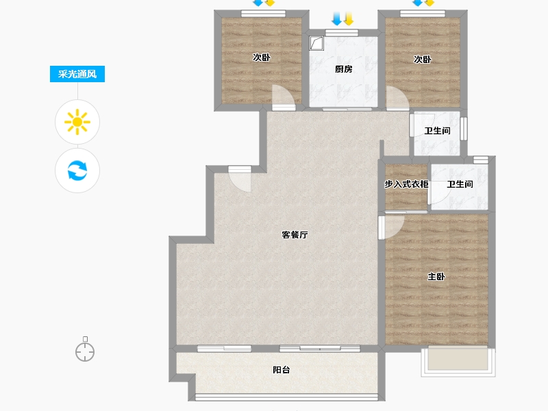 安徽省-蚌埠市-阳光城麓山悦-103.66-户型库-采光通风