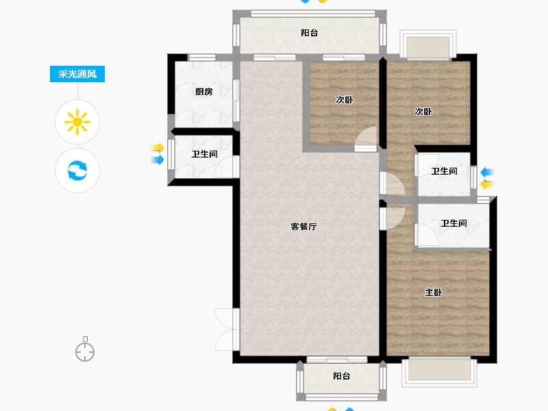 云南省-大理白族自治州-时代首府-105.22-户型库-采光通风