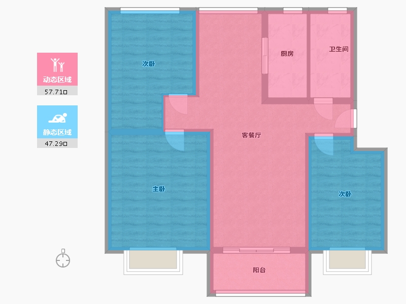 江苏省-扬州市-幸福里小区-94.21-户型库-动静分区