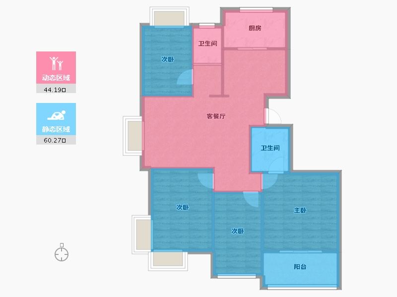 江苏省-盐城市-月湖花城-100.00-户型库-动静分区