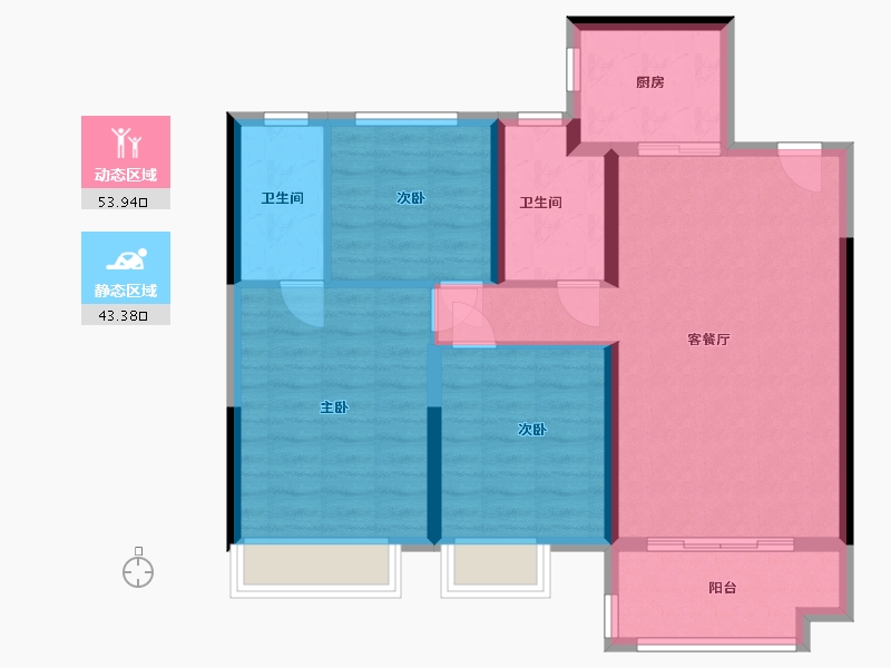 江苏省-徐州市-华宇铂悦府-84.81-户型库-动静分区