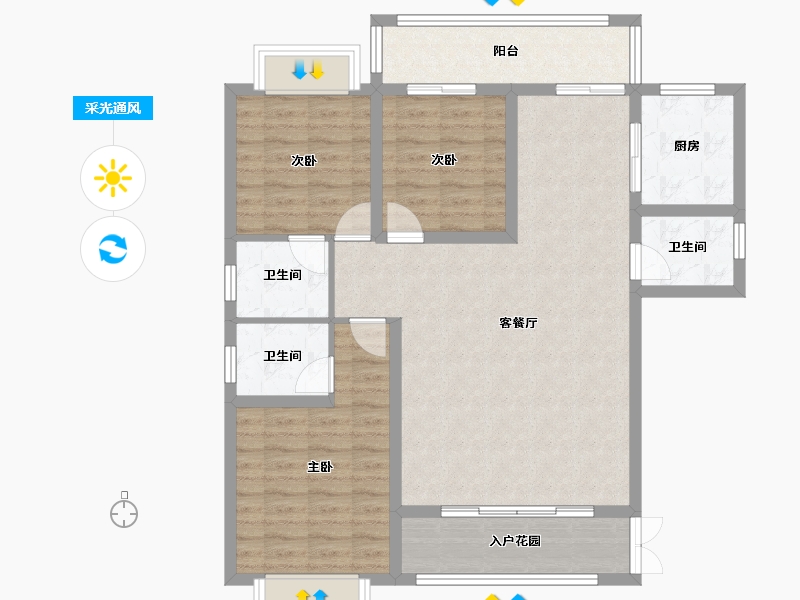 云南省-大理白族自治州-时代首府-104.03-户型库-采光通风