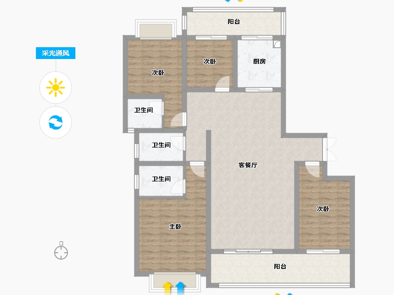 云南省-大理白族自治州-时代首府-126.06-户型库-采光通风