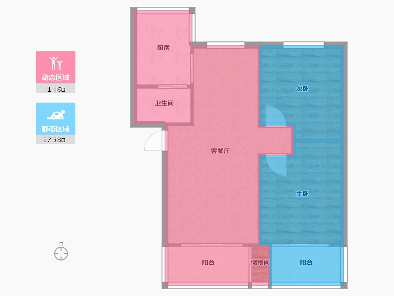 浙江省-杭州市-青云水厂宿舍-69.99-户型库-动静分区