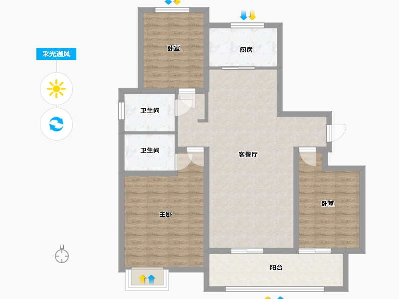 河北省-石家庄市-尹村花园-104.00-户型库-采光通风