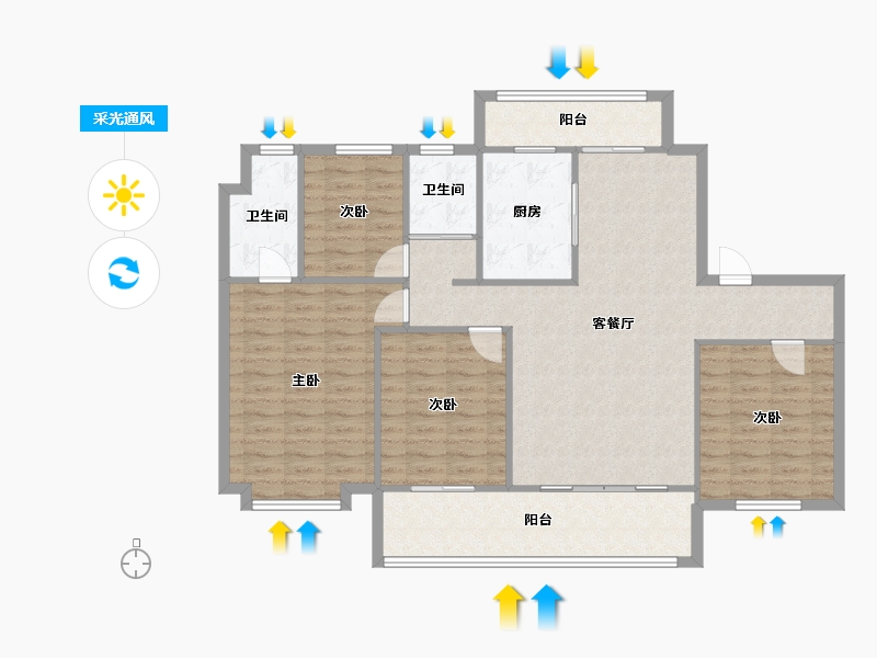 宁夏回族自治区-银川市-碧桂园山海湾-112.80-户型库-采光通风