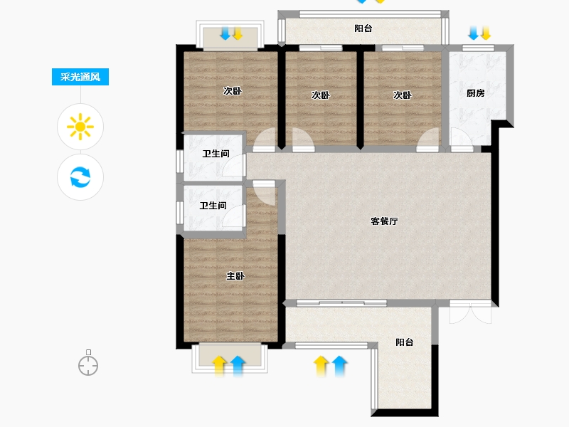 云南省-大理白族自治州-时代首府-106.54-户型库-采光通风