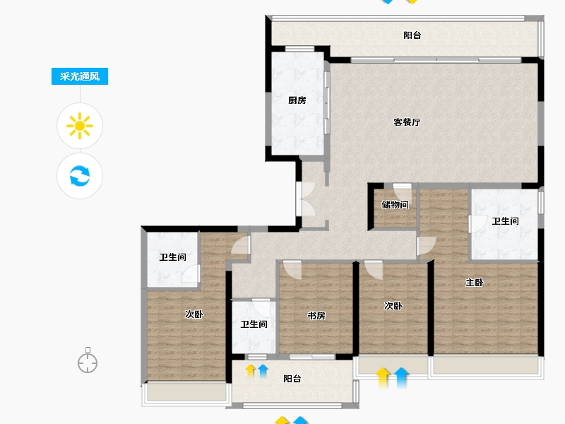 江苏省-苏州市-建发云锦湾-188.00-户型库-采光通风