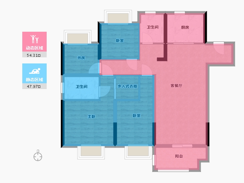 江苏省-镇江市-仙林首望城-90.40-户型库-动静分区