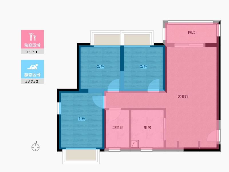 云南省-昆明市-中南新城云樾-72.02-户型库-动静分区