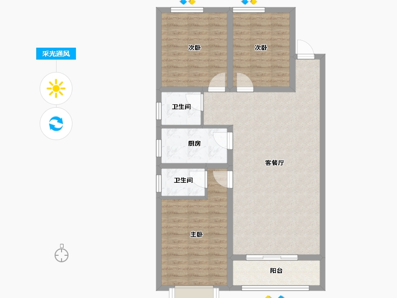 河北省-石家庄市-文昌园-96.60-户型库-采光通风