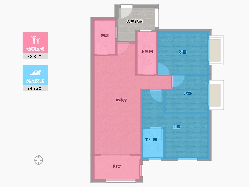 湖南省-长沙市-克拉美丽山庄-102.30-户型库-动静分区