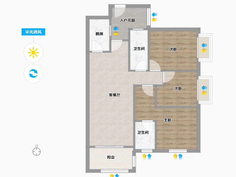 湖南省-长沙市-克拉美丽山庄-102.30-户型库-采光通风