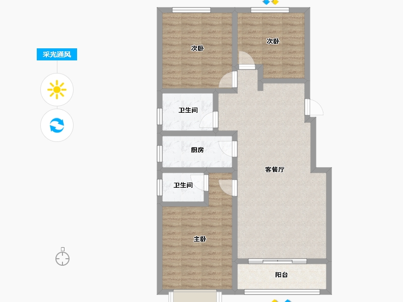 河北省-石家庄市-文昌园-100.17-户型库-采光通风