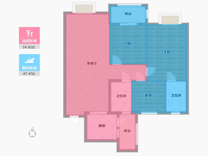 甘肃省-兰州市-雅戈尔时代之星-93.60-户型库-动静分区