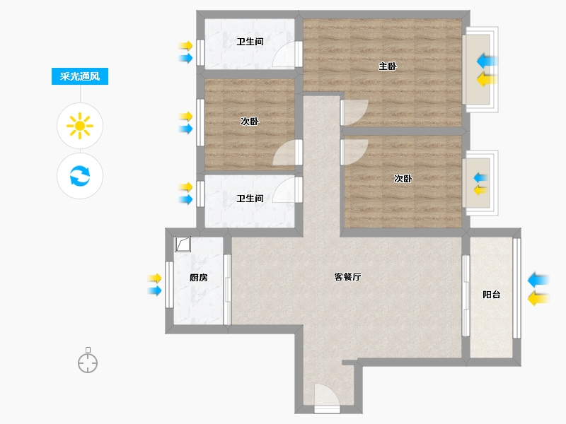 山西省-运城市-正通万和城-96.00-户型库-采光通风