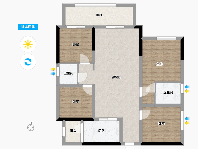 四川省-遂宁市-正黄金域香江-96.00-户型库-采光通风