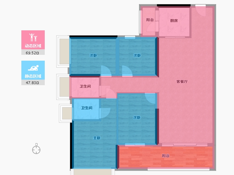 广东省-云浮市-金域蓝湾-103.35-户型库-动静分区