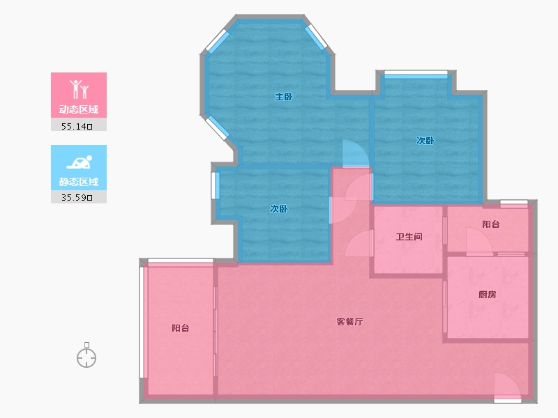 广东省-广州市-四季花城百合苑-73.40-户型库-动静分区