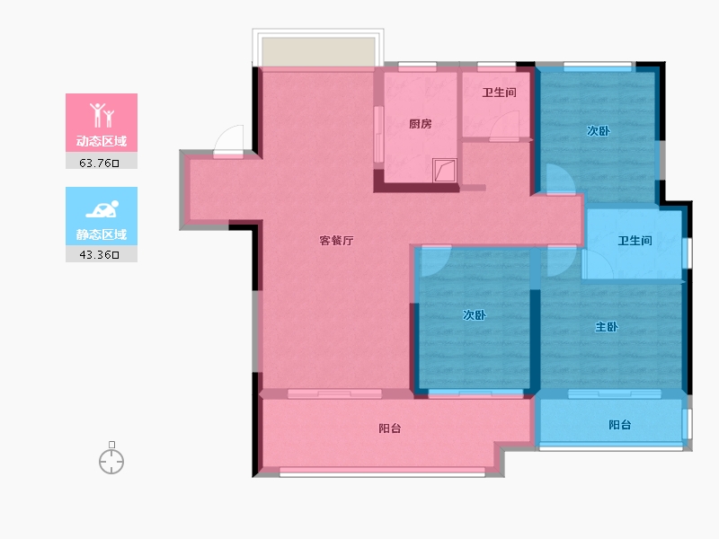 安徽省-淮北市-御龙国际-95.59-户型库-动静分区