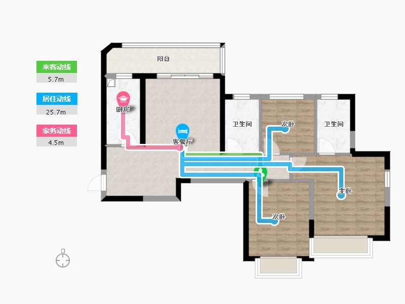 湖南省-长沙市-恒大揽湖苑-87.83-户型库-动静线