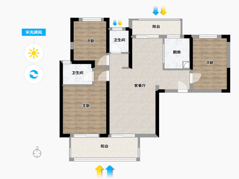 河南省-洛阳市-美的浩德云熙府-86.00-户型库-采光通风