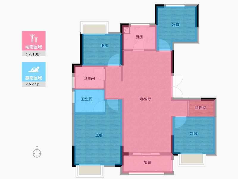 江苏省-南京市-红豆香江华庭-95.20-户型库-动静分区