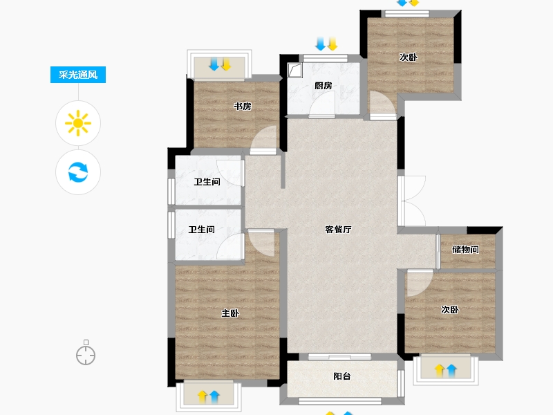 江苏省-南京市-红豆香江华庭-95.20-户型库-采光通风