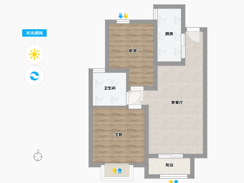 河北省-石家庄市-融创城-62.00-户型库-采光通风